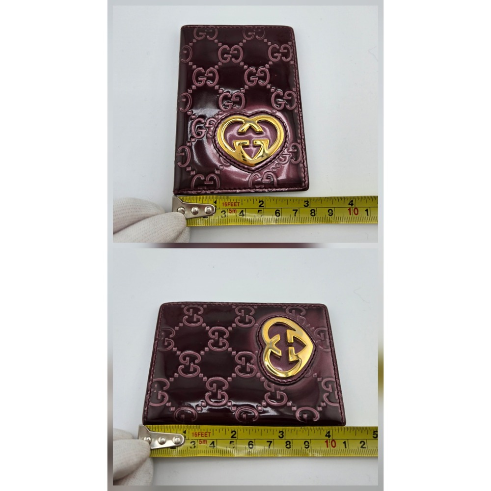 Gucci Microguccissima Burgundy Patent Leather Heart Logo Card Case Wallet 251848 - Picture 8 of 9